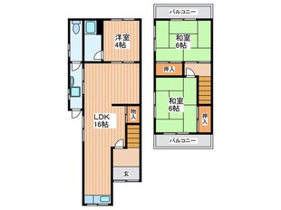 門真市城垣町貸家の物件間取画像